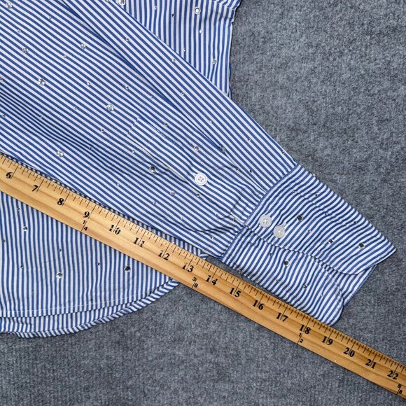 J.Crew Garcon Pinstripe Shirt Crop Crystal Detail Poplin Preppy Coastal Women 10 - Picture 13 of 13